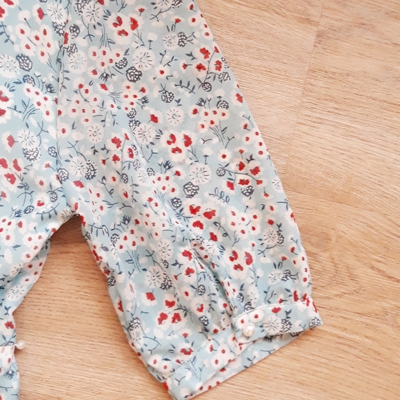 Vintage Blue Floral Print Liberty Dress Sz Small - Puff Sleeves Pearl Trim Dress - Picture 10 of 13